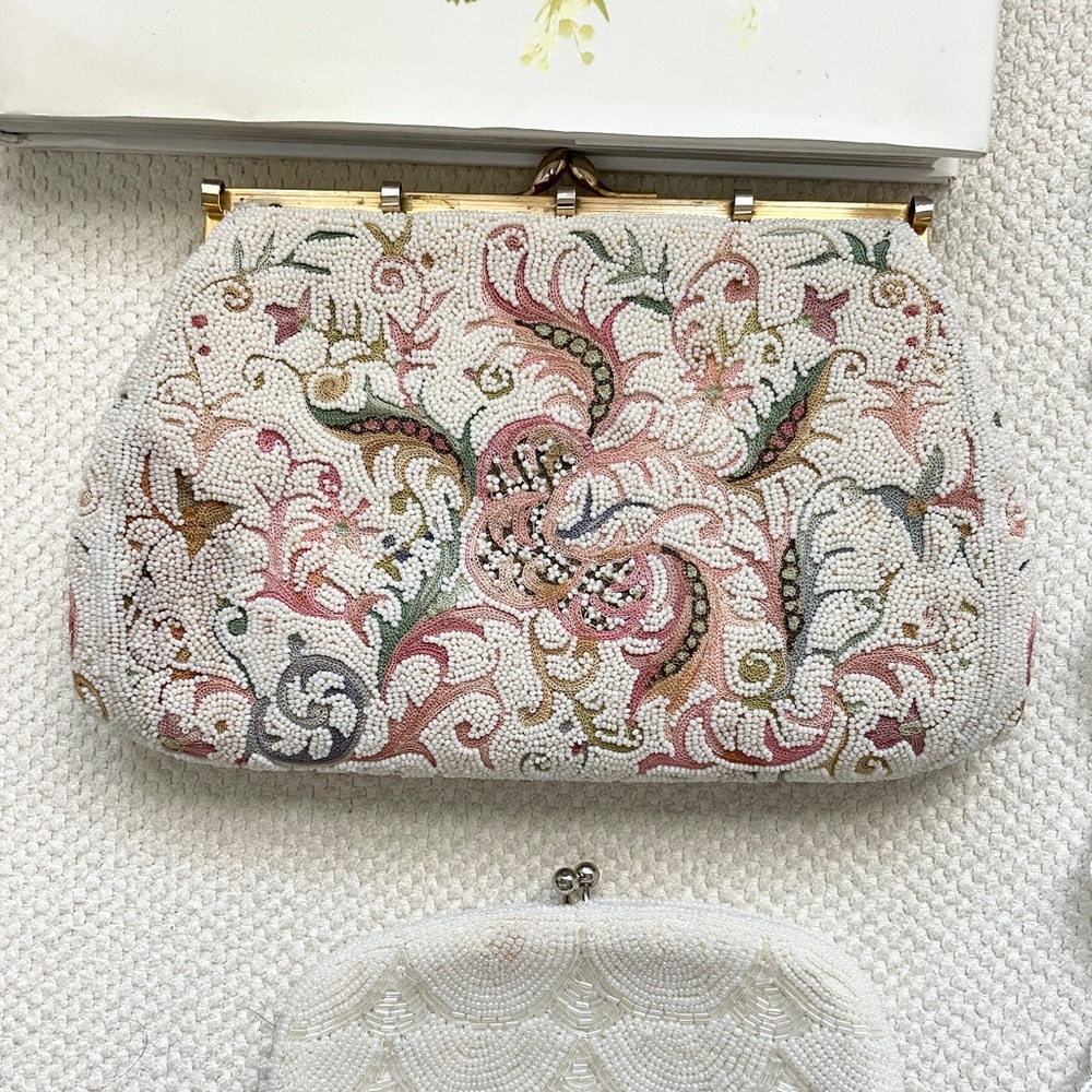 Vintage Floral Beaded Clutch + Glasses Sleeve